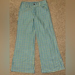 VTG  70s SEARS Growing Girl Plaid Wide Leg Flare Jeans Pants Size 10 Toughskin